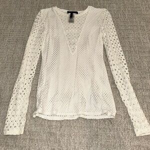 BCBG white long sleeve top